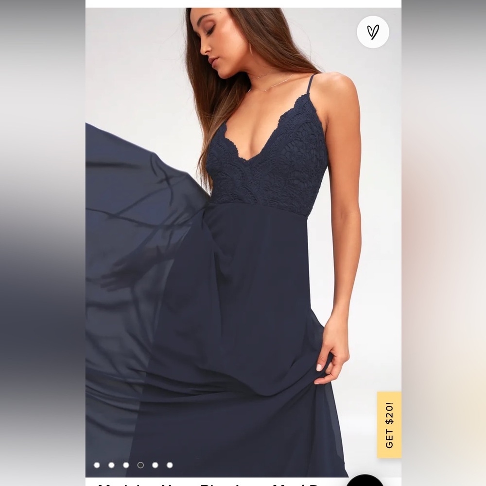 Lulu’s Madalyn Navy Blue Lace Maxi Dress (Size S) - Picture 3 of 6